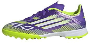 Adidas Unisex - Bambini F50 League Turf Football Boots Kids, Purple Rush/Cloud White/Lucid Lemon, 33 EU