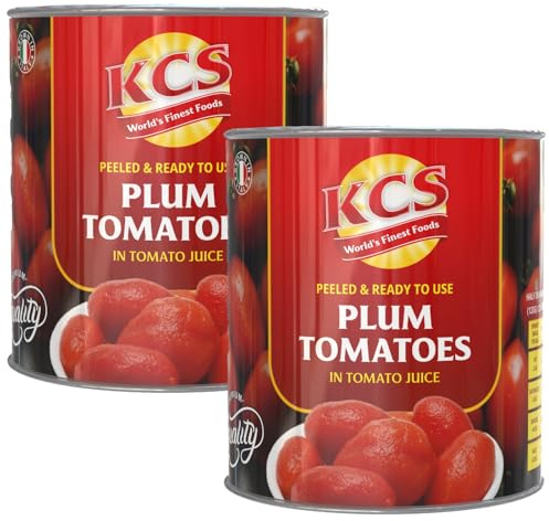 KCS Italian Peeled Plum Tomatoes in Tomato Juice 2.5kg x 2 | Perfect for Sauces, Stews & Pasta | Perfect For Casseroles & Italian Dishes | Packed in Tomato Juice to Retain Flavor & Freshness