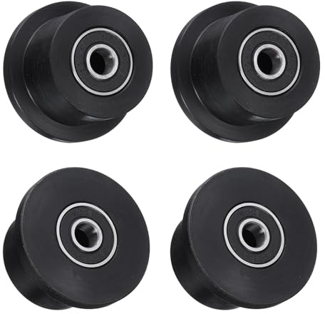 sourcing map Nylon-gefräste Räder/Rollen, Ersatzräder, passend für Total Gym Zubehör, Teil mit Kugellagern, Durchgangsloch von 7,9 mm im Durchmesser, Schwarz, 4 Stück