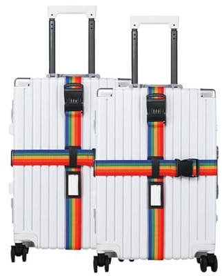 Kofferband Gurt 4 Stück Koffergurte Verstellbare Reisekoffergurte Koffergurt Kofferband Gurt Verstellbar Gepäckgurte kofferbänder Koffergurt mit Zahlenschloss für Koffer Gepäck (Regenbogenfarben)