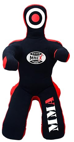 MNEX Pro Fighting MMA Brottningsdummy, träningsboxningssäck, blå och svart med mål, kampsport, övningsutrustning ofylld (svart, 122 cm (48 fot)