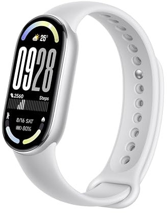 Xiaomi Smartband 10,Pantalla AMOLED de 1,72”, Carga rápida, 150+ Modos Deportivos. Monitorización de Salud y sueño. HyperOS 2.0. Impermeable 5ATM, Brújula,Plata