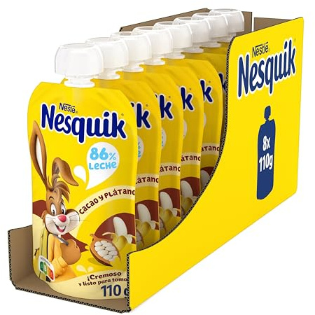 Bolsita NESTLÉ NESQUIK Cacao Plátano, para niños a partir de 3 años, 8 Bolsitas de 110g