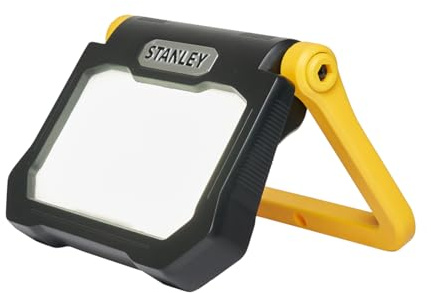 Stanley Wiederaufladbare LED-Arbeitsleuchte, zusammenklappbar, 1500 Lumen, leichtes und dennoch robustes Polycarbonatgehäuse, bietet 2 Betriebsmodi, Ein/Aus.