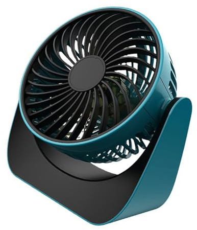 Naroote Ventilador de Escritorio de Mini, USB Recargable 3 Velocidades Potentes Ventilador Portátil Mesa Pequeña y Tranquila Personal para Escritorio en Casa Viaje en Casa (Cian)