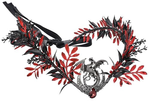 PartyforU Couronne d'elfe dragon noir pour cosplay de la Renaissance, coiffe florale gothique pour costume de fée adulte
