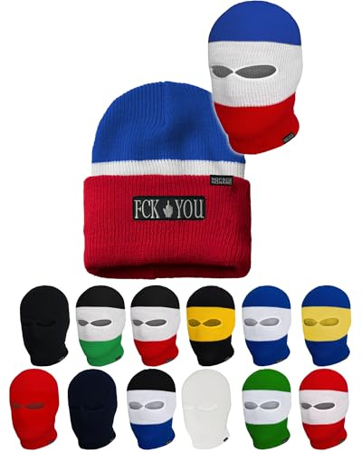 No Face No Name FCK You I Sturmhaube Mütze (DE/NL/SE/PL, Alphanumerisch, Einheitsgröße, Blau/Weiß/Rot)