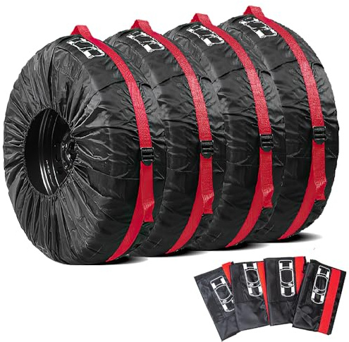 SKIKHN Borse per Pneumatici Auto, 4 Pezzi Copri Gomme Auto da Garage, 18-22 Pollici Copri Pneumatici Auto, ImpermeabiliAntipolvere Copriruota Custodia con Manico, per Ruota (Diametro 80 cm/31 in)