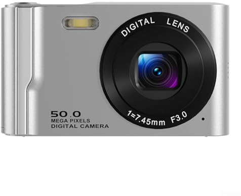 Caméra de vlogging compacte, appareil photo numérique, 4K 50 MP HD avec zoom 16x anti-secousses, écran LCD 2,8 pour enfants, adolescents, débutants (argent)