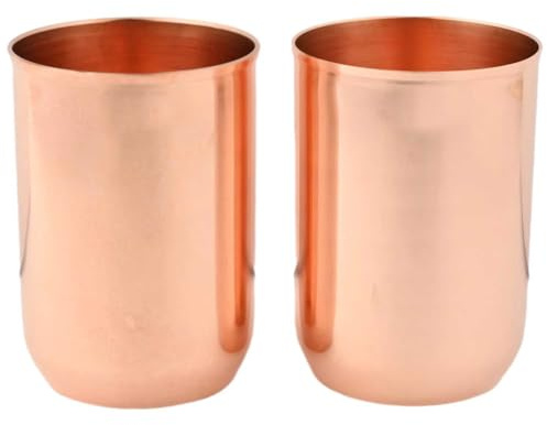 ANCIENTIMPEX Set mit 2 hochwertigen Kupfergläsern – ayurvedische Wassergläser mit 350 ml Fassungsvermögen für gesundheitliche Vorteile