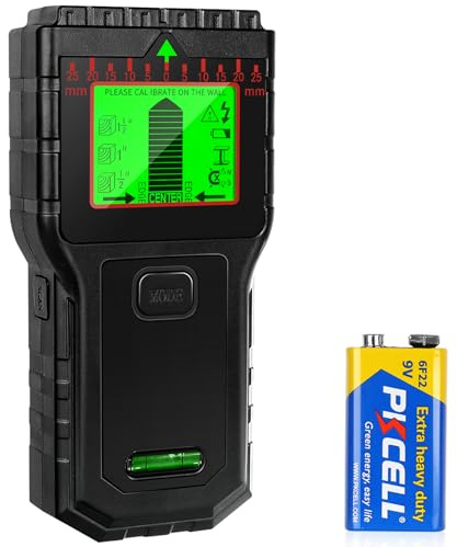 Rilevatore Tubi e Cavi Elettrici - Scanner Multifunzione con Display LCD e Allarme Sonoro, Rilevatore di Fili per Legno, Cavi AC, Metallo, Travetti e Tubi (nero)