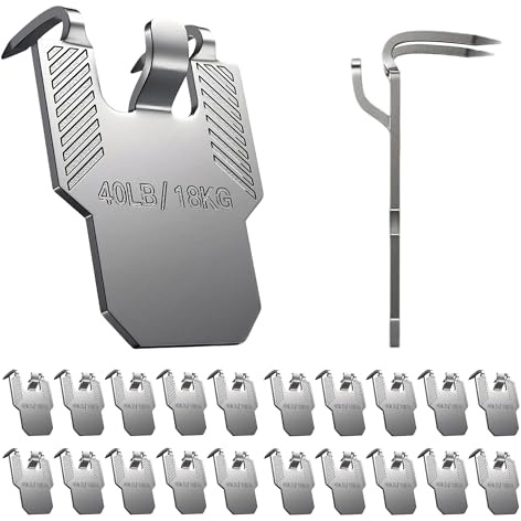 20 Pcs Claw Picture Hanger Hooks for Plasterboard Walls, No-Nails Drywall Picture Hanging Kit, Heavy Duty Hooks Hold Up to 40 lbs, Damage-Free Wall Hangers for Paintings, Mirrors, Photo Frames & Art