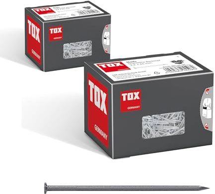 TOX Set Drahtstifte Nails 2,2x45 mm mit Senkkopf für einfache Holzverbindungen und ebene Flächen, universelle Einsatzmöglichkeit im Innen- und Außenbereich, blanker Stahl, 2x400 g im Karton
