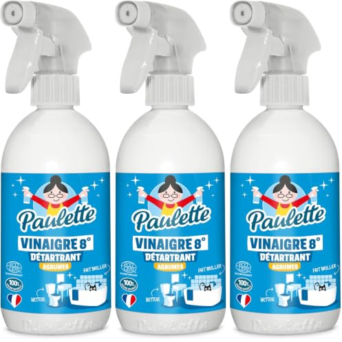 Paulette - Vinaigre Ménager Citron - Nettoyant Détartrant Multi-Surfaces Ecocert - Fabriqué en France - 500 ml (Lot de 3)