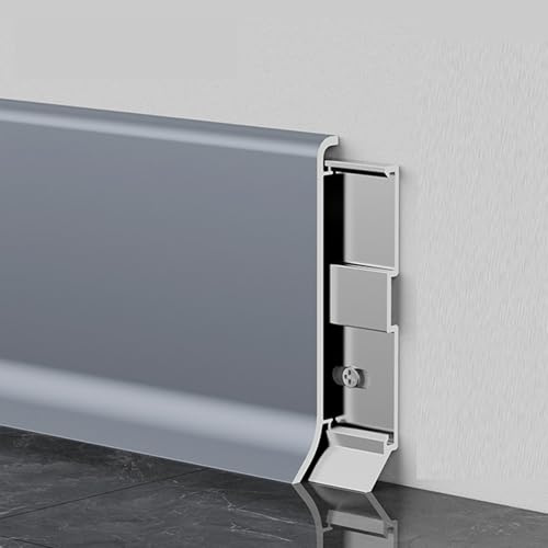 Purzen Battiscopa in Alluminio 4cm x 1.6cm, Zoccolino in Metallo, Resistente alla Ruggine e Duraturo, Installazione Facile Clip-On per Uso Residenziale e Commerciale,Morandi Gray