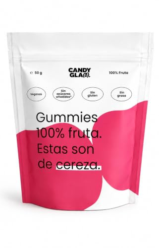 Gummies Vegan de Cereza Pack 5 Bolsas - Elaboradas con Jugo de Fruta Concentrado - Sabor Intenso - Fuente de Fibra - Sin Aditivos Artificiales - Veganas y Sin Gluten - Pack 5 Bolsas