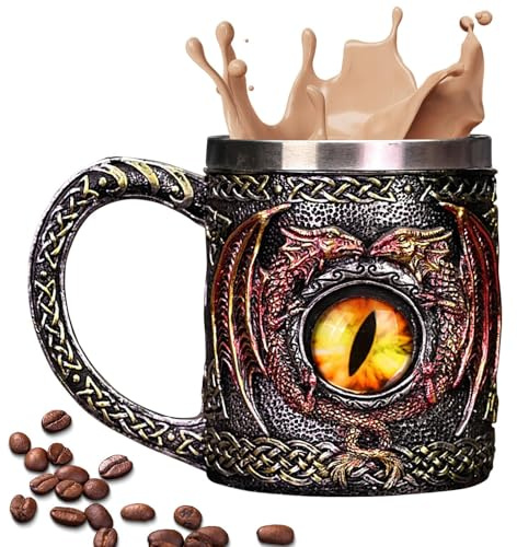 Boccale da birra - Boccale fantasy con occhio di drago, grande bicchiere originales per feste gotiche e medievali | Caffè da collezione e regalo per la festa del papà