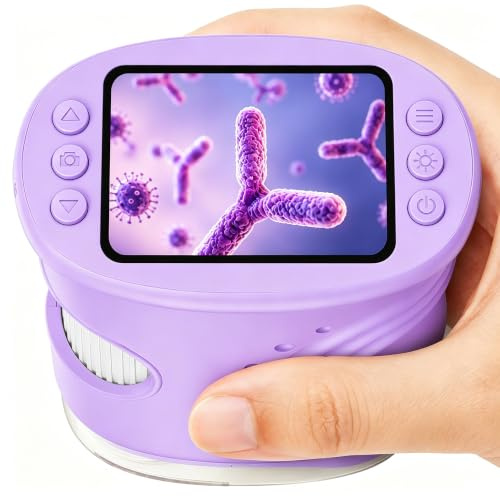 ASPOVEN Microscopio Digitale Bambini 1000X, Foto e Video (Viola) | Microscopio Portatile con Schermo IPS 2 Pollici, 8 LED Luce Regolabile, Regalo Scientifico per Bambini Ragazzi e Ragazze