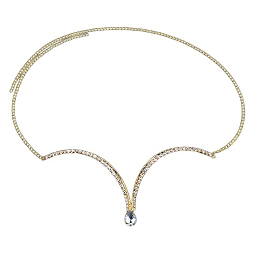 Einlagige Brustkette, Legierung, glänzende Körperketten mit Schmuck, Accessoires für Frauen und Mädchen, Silber, Gold, für, Kette, verstellbare Größe für Gürtel, für Brust