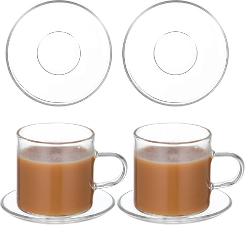 ibasenice Platillos de Vidrio Transparentes Redondos 4 Piezas Alta Durabilidad y Fácil de Lavar para Café Ideales para Restaurantes y Hoteles