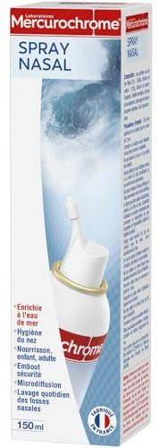MERCUROCHROME Spray Nasal Eau de Mer 150ml — Hygiène Quotidienne Nourrisson Enfant Adulte — Embout Sécurité Microdiffusion — Fabriqué en France - Lot de 3