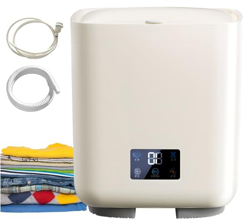 Lavadora portátil de 7 litros, lavadora y secadora automática compacta 4 en 1 con cambio automático de agua y secado por centrifugado para ropa pequeña, toallas y ropa interior