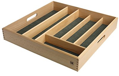 T&G Woodware Cutlery Tray Draw Size in Beech with Green Lining