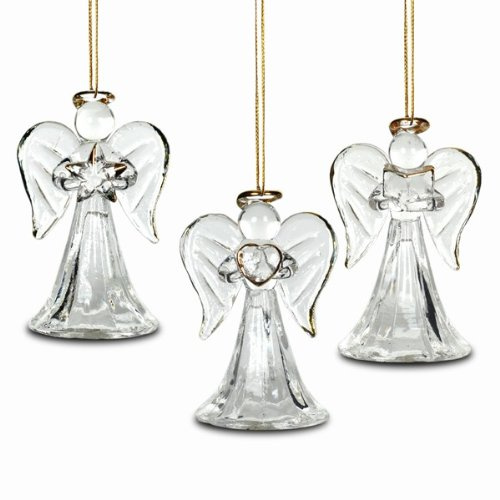 SIKORA BS64 Engel Christbaumschmuck Glas Figur Weihnachtsbaum Anhänger 3er Set