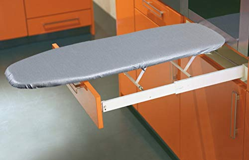 Bügelbrett Klappbar Ironfix Bügeltisch-Bezug silberfarben | Klapptisch ausziehbar | Schubkasten-Bügelbrett für die Schubkastenfront | Bügeltisch inkl. Vollauszug, Bügel-Bezug und Befestigungsset