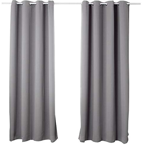 WOLTU 2er Set Gardinen mit Ösen, Verdunklungsvorhang für Wohnzimmer Schlafzimmer, Blickdicht, gegen Kälte und Hitze, 250g/m² Dicke,135x225 cm, Dunkelgrau