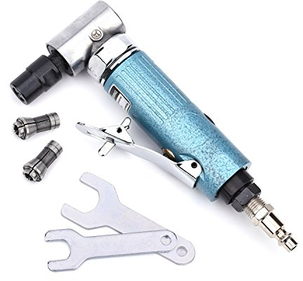 Gedu hochwertig Druckluft Stabschleifer Geradeschleifer, 25000 R.P.M, mit 1/4 und 1/8 Spannzangen,abgewinkelt