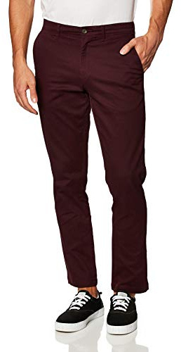 Amazon Essentials Pantaloni Casual Chino Elasticizzati dal Taglio Classico Uomo, Bordeaux, 34W / 31L