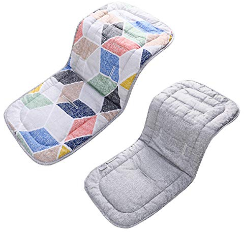 SONARIN Sitzauflage für Kinderwagen,100% Baumwolle Universal Sitzkissen für Kinderwagen,Buggy,Wasserdichte,atmungsaktiv(Geometrisch)