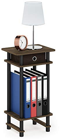 Furinno Hoher Beistelltisch mit Einschüben, Holz, Columbia Walnuss/Schwarz/Dunkelbraun, 29.49 x 39.5 x 70.41 cm