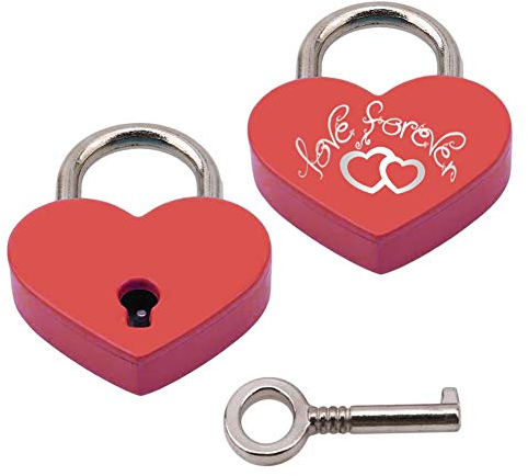 Lucchetto a Forma di Cuore,Mini Lucchetti a Cuore con Chiave e Inciso Serrature d'amore per bagaglio Diario Della Borsa Regalo Rosso