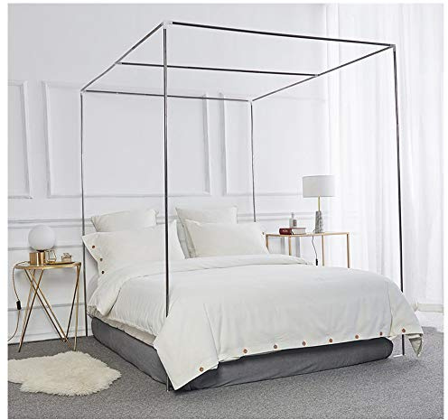 HOXMOMA Moskitonetzhalter Vier Eckbett, Edelstahl Baldachin Moskitonetz Baldachin Rahmen, Gestell für Twin/Full/Queen/King Size/California King,16mm,1.8×2m Bed