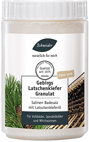 Saunabedarf Schneider - Salinen-Badesalz Gebirgslatschenkiefer Granulat, Salz für Badewanne, Vorbeugung Gelenkbeschwerden 1000g