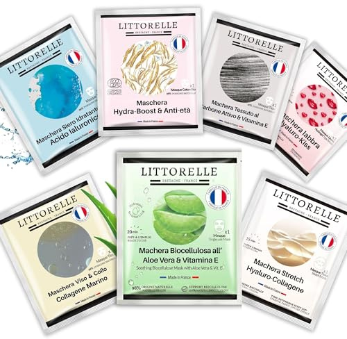 Box Wiedergefundene Schönheit - 7 Masken für das Gesicht - Made in France - Stoff imprägniert mit Serum, Pflanzen, Peel-Off - Komplettes Pflegeritual - Gereinigte