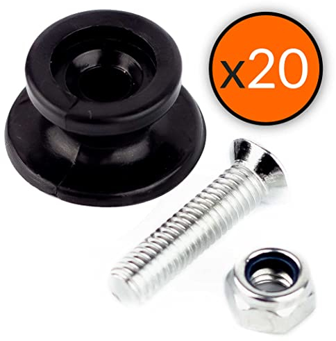 Upgrade4cars 20 Anhänger Rundknöpfe mit Schrauben | Anhängerplanen Befestigung | Anhänger-Netz Haken Set | Planenknöpfe aus Kunststoff | Universal Netzhalter | Zubehör für Pkw Anhaenger