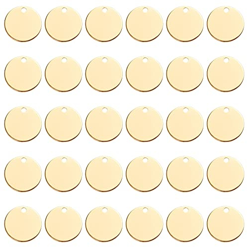 PandaHall 30pcs Messing Runde Stempel Tag 0.78'' Blank Tag Mit Loch Münze Disc Charms Blank Anhänger Label Für Schlüsselanhänger Hundemarke Namensschild Halskette Schmuckherstellung Chore Board
