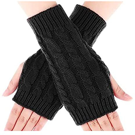 MeiPing Damen Fingerlose Handschuhe - Winter Halb Handschuhe Damen -Gestrickte Pulswärmer Strick Kurzer - Fingerless Armstulpen Fäustlinge für Frauen