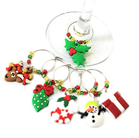 6 Stk Weingläser Weinglas-anhänger Glasanhänger Weihnachten Charme Ring