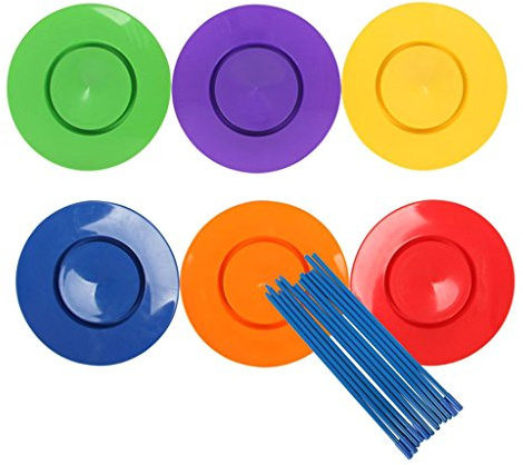 U/ D 6 Kreiselplatten / Jonglierteller mit Stöcken