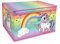 The Magic Toy Shop Large Foldable Kids Toy Storage Box with Lid - Rainbow and Unicorn Design - Collapsible Fabric Organizer for Children's Toys, Crafts, Clothes - for Boys & Girls Bedroom 50x30x40cm