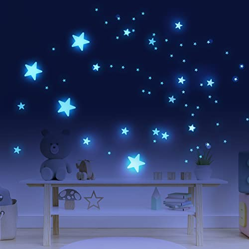Wandtattoo Kinderzimmer Grüner Stern Drucken Leuchtsterne Kinderzimmer Wandsticker Wandsticker Kinderzimmer Glow in the Dark Wandtattoo Kinderzimmer Mädchen Junge für Wanddeko Geschenke 4 Stück