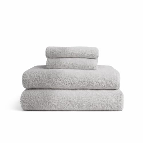 TRAMAS+ 4er-Set Premium Handtücher 700 g, 100% Baumwolle, 2 Handtücher 50x100 cm und 2 Badetücher 70x140 cm, extra weich, schnelltrocknend und sehr saugfähig - Perlgrau