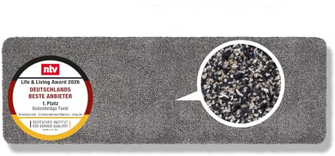 Rutschfeste Schmutzfangmatte innen waschbar Anthrazit 80x200cm rechteckig | Saugfähige Sauberlaufmatte Innenbereich Entra SAUGSTARK pflegeleicht Sauberlaufmatte 100% Baumwolle Türmatte robust Fußmatte