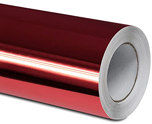 Folindo® Rot Chrom Autofolie (13€/m²) | 200 x 152 cm | Selbstklebende Luftkanal 3D Folie zur Auto Folierung | Blasenfrei