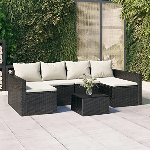 Festnight LoungeSofa U Form Rattan 2-TLG,Balkonmöbel Kleiner Balkon mit Couchtisch,Balkonmöbel Lounge Kleiner Balkon Gartensofa Set Polyrattan Loungemöbel Balkon,Ecklounge Klein,Eckbank Balkon Schwarz