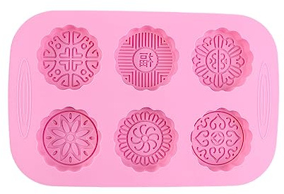 Vctitil Mooncake Making Mould 6-Slot Round Mould Tray Silica Gel Muffin Cupcake Chocolate Baking Food